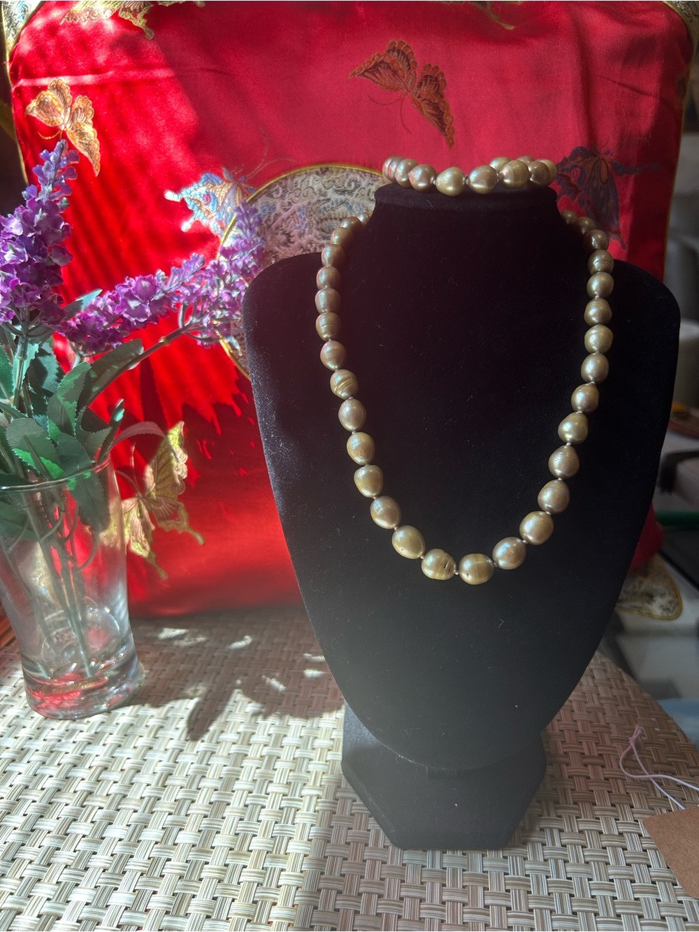 Vintage tan  baroque pearl necklace, and bracelet set